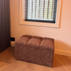 Xenos Poef chenille - bruin - 38x66x38 cm- Poefjes