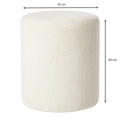Xenos Poef Debby - beige - ø35x40 cm- Poefjes