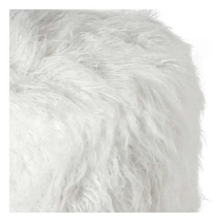 Xenos Poef fluffy - wit - 38x42x42 cm- Poefjes