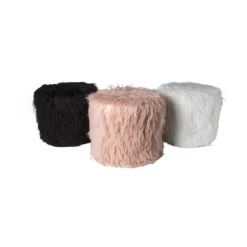 Xenos Poef fluffy - wit - 38x42x42 cm- Poefjes