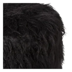 Xenos Poef fluffy - zwart - 38x42x42 cm- Poefjes