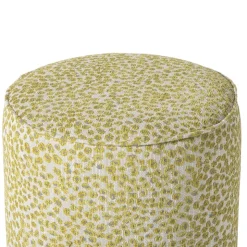 Xenos Poef jacquard - geel - ø35x39 cm- Poefjes