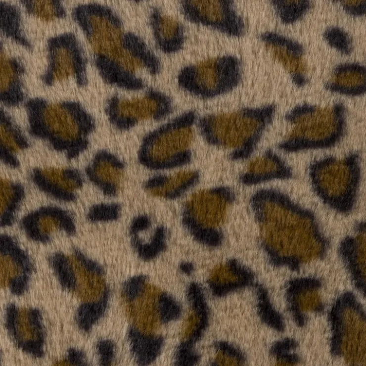 Xenos Poef luipaard - bruin/beige - ø40x29 cm- Poefjes