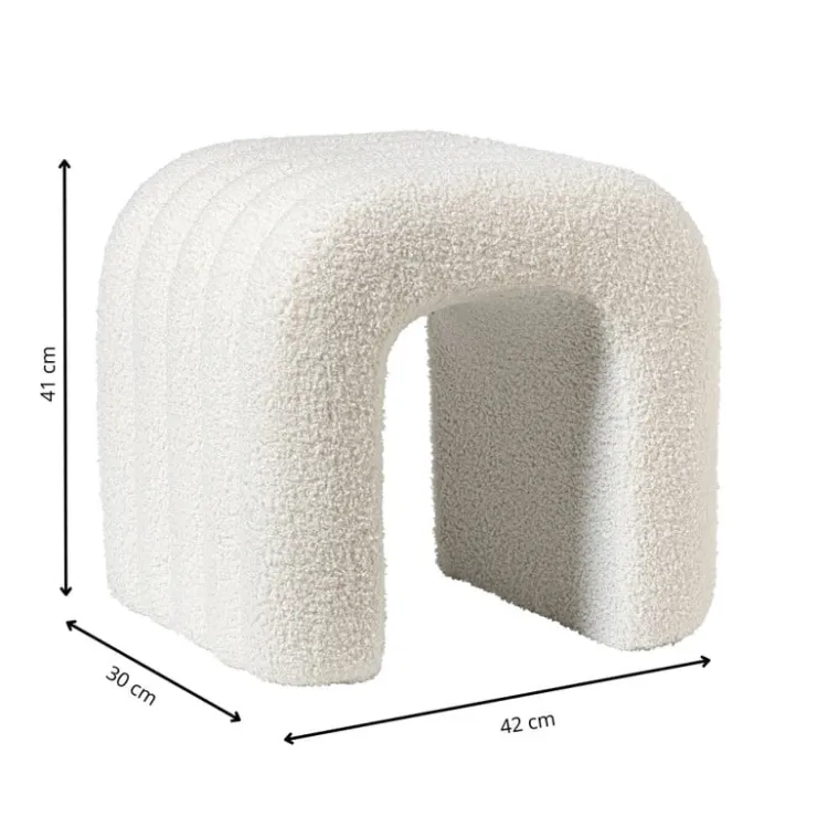 Xenos Poef Naomi - wit - 41x42x30 cm- Poefjes