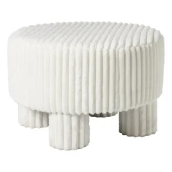 Xenos Poef Nora ribstof XL - wit - ø60x40 cm- Poefjes