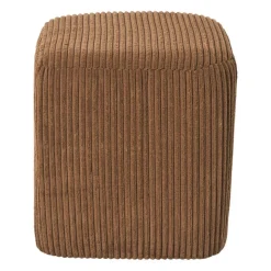 Xenos Poef rib vierkant- bruin - 38x35x35 cm- Poefjes