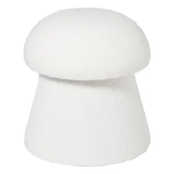 Xenos Poef Teddy Mushroom - wit - ø36x38 cm- Poefjes