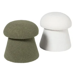 Xenos Poef Teddy Mushroom - wit - ø36x38 cm- Poefjes