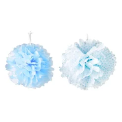 Xenos Pompoms - blauw - set van 2- Slingers|Babyshower