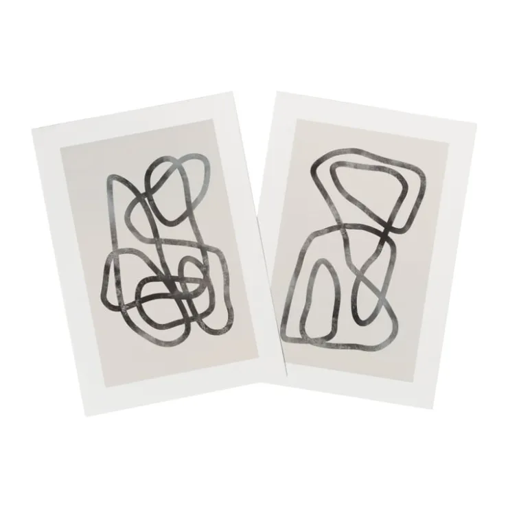 Xenos Poster abstract 2 - beige/zwart - 13x18 cm- Posters