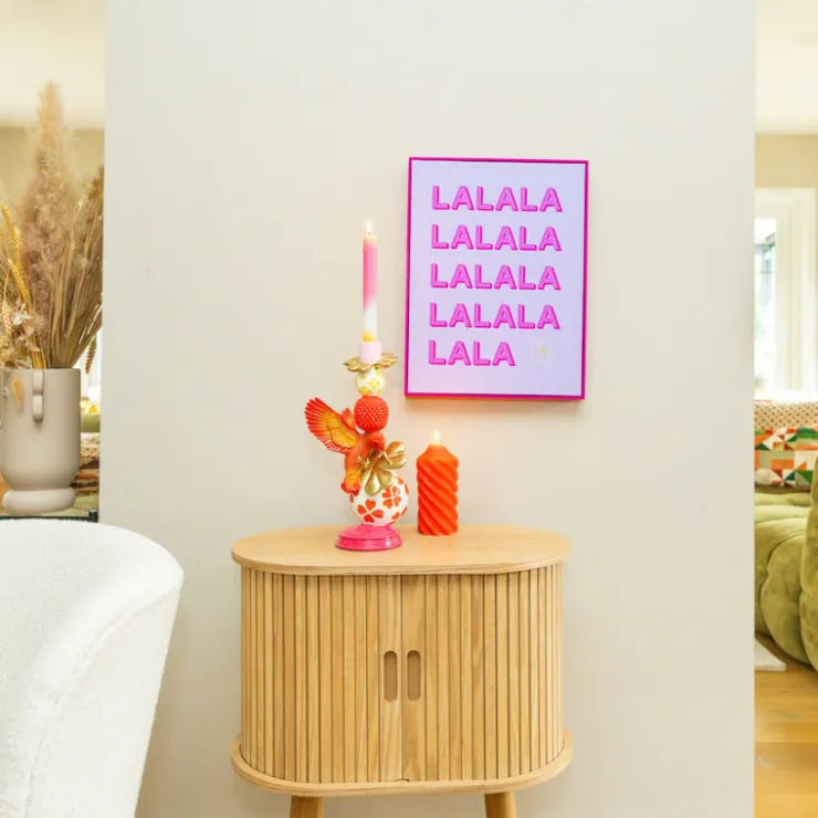 Happy at home by Sanny Poster met lijst la la la - paars/roze - 40x30 cm -- Posters