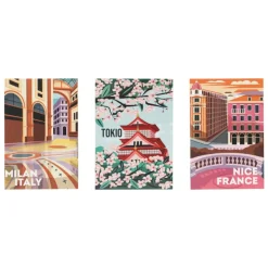 Xenos Posters city - set van 3 - 10x15 cm- Posters