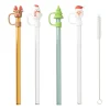 Xenos Rietjes kerst glas - set van 4 - ø1x20 cm- Rietjes