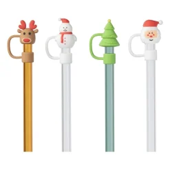 Xenos Rietjes kerst glas - set van 4 - ø1x20 cm- Rietjes