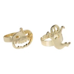 Xenos Ring halloween - set van 2 - goudkleurig- Verkleedaccessoires