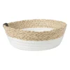 Xenos Rond mandje - ø22x7 cm - naturel/wit- Manden|Manden
