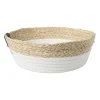 Xenos Rond mandje - ø26x9 cm - naturel/wit- Manden|Manden