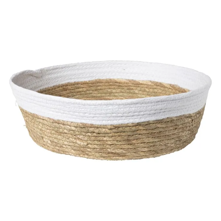 Xenos Ronde mand met witte rand - ø24x7 cm- Manden|Manden