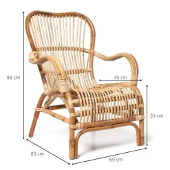 Xenos Rotan fauteuil Bandung - naturel - 83x69x84 cm- Fauteuils
