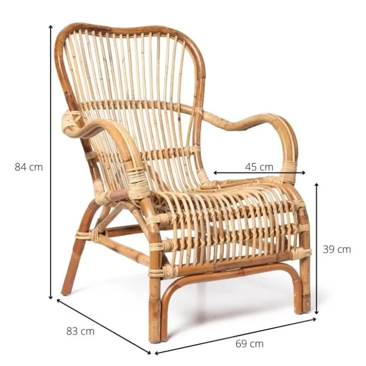 Xenos Rotan fauteuil Bandung - naturel - 83x69x84 cm- Fauteuils