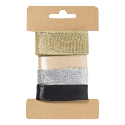 Xenos Satijnen lint 3 meter - goud - set van 4- Cadeaulinten