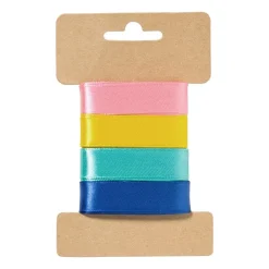 Xenos Satijnen lint 3 meter - pastel - set van 4- Cadeaulinten