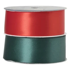 Xenos Satijnenlint rood/groen - 3x500 cm - set van 2- Kerst Inpakken