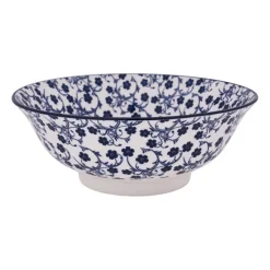 Xenos Schaal blue print - flowers - ⌀21 cm- Schalen
