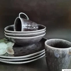 Xenos Schaal Toscane - zwart - ø24 cm- Schalen