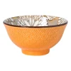 Xenos Schaaltje Alise klein - oranje/groen - ø9x4.6 cm- Tapasservies|Schalen