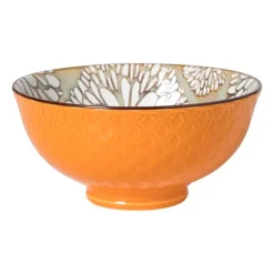 Xenos Schaaltje Alise middel - oranje/groen - ø12x5.8 cm- Tapasservies|Schalen