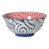Xenos Schaaltje Amily groot - donkerblauw/rood - ø15.5x7 cm- Tapasservies|Schalen