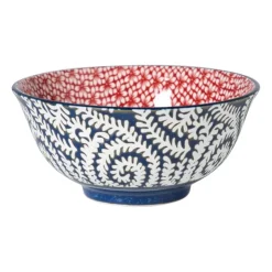 Xenos Schaaltje Amily groot - donkerblauw/rood - ø15.5x7 cm- Tapasservies|Schalen
