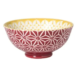 Xenos Schaaltje Aniek middel - bordeauxrood/geel - ø12x5.8 cm- Tapasservies|Schalen