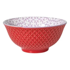 Xenos Schaaltje Anna groot - rood/grijs - ø15.5x7 cm- Tapasservies|Schalen