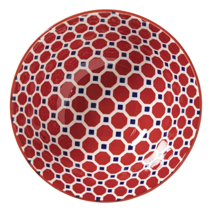 Xenos Schaaltje Anne groot - rood/blauw - ø15.8x7.3 cm- Tapasservies|Schalen