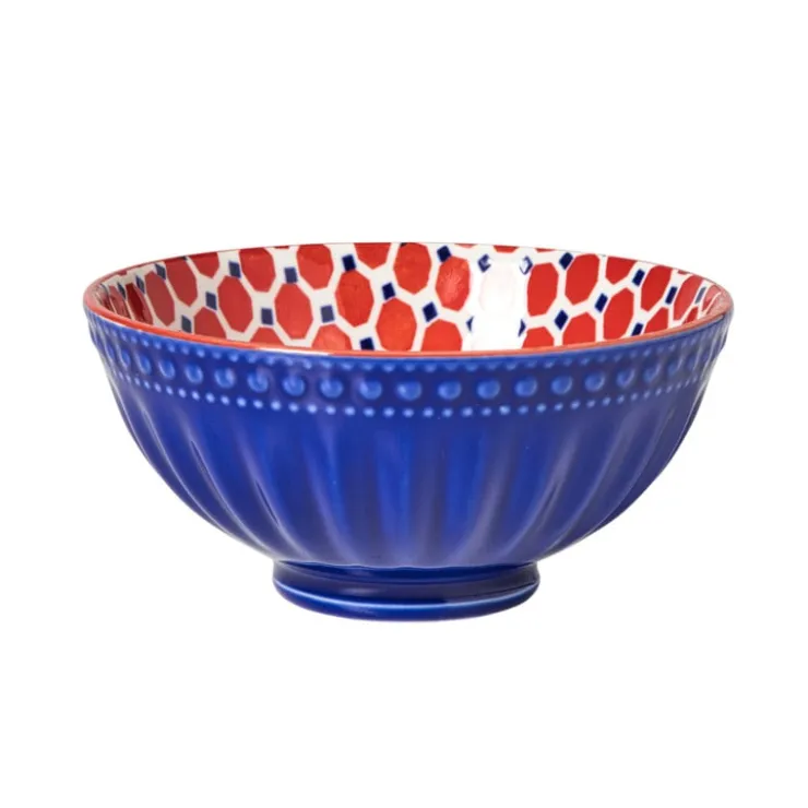 Xenos Schaaltje Anne middel - rood/blauw - ø12.3x5.8 cm- Tapasservies|Schalen