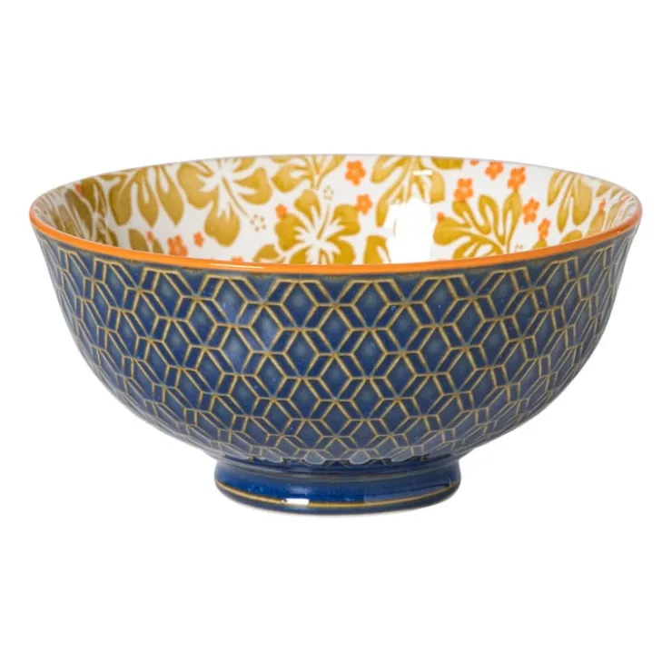 Xenos Schaaltje Anouk middel - blauw/geel - ø12x5.8 cm- Tapasservies|Schalen