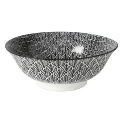 Xenos Schaaltje black print blaadjes - ø21x7 cm- Schalen