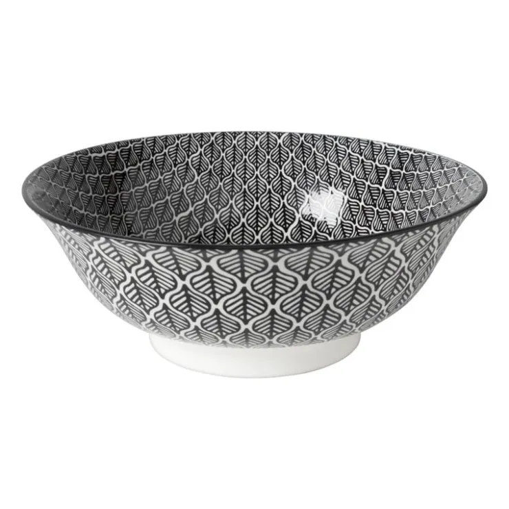 Xenos Schaaltje black print blaadjes - ø21x7 cm- Schalen
