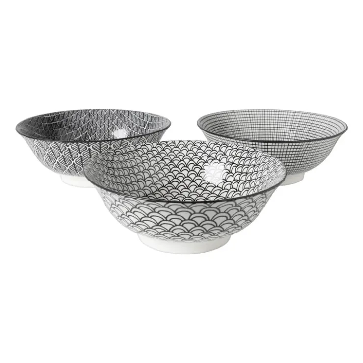 Xenos Schaaltje black print blaadjes - ø21x7 cm- Schalen