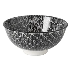 Xenos Schaaltje black print blaadjes - ø12x6 cm- Schalen