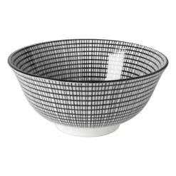 Xenos Schaaltje black print streep - ø16x6.5 cm- Schalen