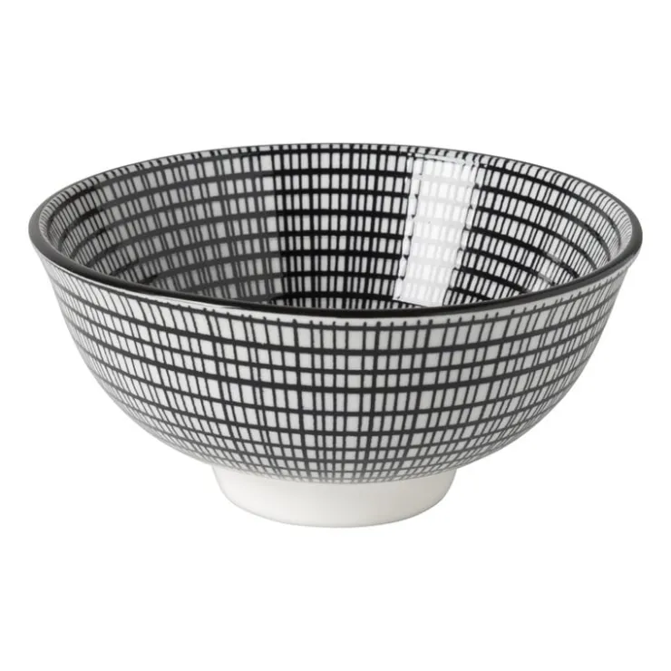 Xenos Schaaltje black print streep - ø12x6cm- Schalen