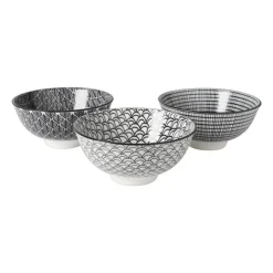 Xenos Schaaltje black print streep - ø12x6cm- Schalen
