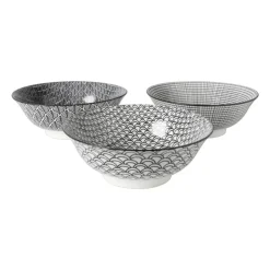Xenos Schaaltje black print streep - ø21x7 cm- Schalen