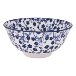 Xenos Schaaltje blue print - flowers - ⌀15 cm- Schalen|Kommen