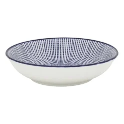 Xenos Schaaltje blue print - stripes - ⌀14 cm- Tapasservies|Schalen