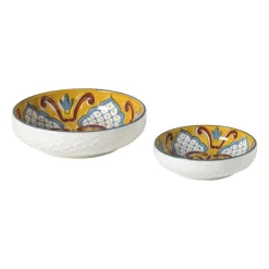 Xenos Schaaltje Carlos klein - geel/blauw - ø8.7x2.4 cm- Tapasservies|Schalen