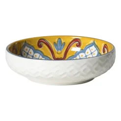 Xenos Schaaltje Carlos middel - geel/blauw - ø12.2x2.5 cm- Tapasservies|Schalen